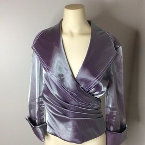 Classy evening top,asymmetrical wrap,Cachet brand.